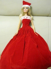 Simple Red Handmade Dress Party Clothes For Barbie