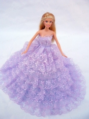 The Most Amazing Lilac Dress With Lace and Ruffles Made to Fit the Barbie Doll