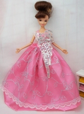 The Most Amazing Rose Pink Dress With Sequins Made to Fit the Barbie Doll