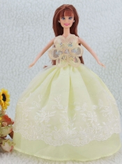 The Most Beautiful Beading and Embroidery Yellow Green Ball Gown Party Clothes Barbie Doll Dress