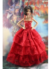 Amazing Red Lace Party Dress Made To Fit the Barbie Doll