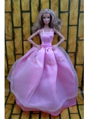 Ball Gown Dress For Barbie Doll Dress With Lavender and Straps