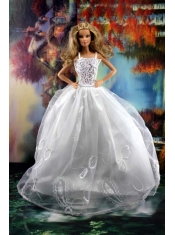 Beauty Ball Gown and Embroidery For Barbie Doll Wedding Dress