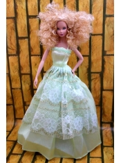 Cute Yellow Green Party Dress Made To Fit the Barbie Doll