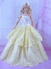 Gorgeous Yellow Princess Dress For Barbie Doll