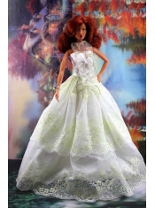 Lace and Hand Made Flowers To A-line Barbie Doll Dress