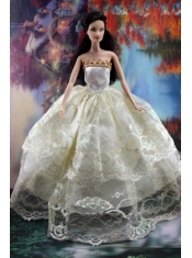 Lace Over Skirt and Ball Gown Made To Fit the Barbie Doll