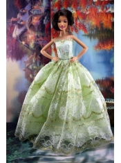 Lace Over Skirt Green For Sweet Barbie Doll Dress