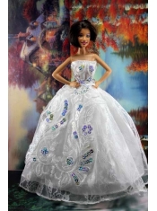 Perfect Embroidery and Sequin For White Holiday Dress To Barbie Doll