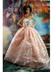 Perfect Pink Princess Dress With Lace For Barbie Doll