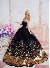 Pretty Dress With Sequins Made To Fit the Barbie Doll