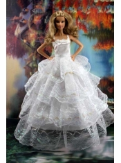 Pretty Ruffled Layers Wedding Dress To Barbie Doll Dress