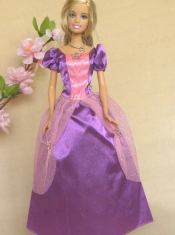 Purple Short Sleeves Handmade Dresses Fashion Party Clothes Gown Skirt For Barbie Doll