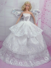 Romantic Wedding Dress With Embroidery Made to Fit the Barbie Doll