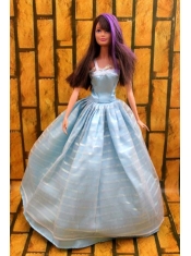 Simple Baby Blue Floor-length Dress For Noble Barbie
