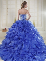 2014 Puffy Sweetheart Brush Train Quinceanera Dresses