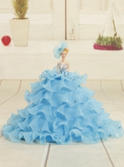 2015 Aqua Blue Bowknot Barbie Doll Dress