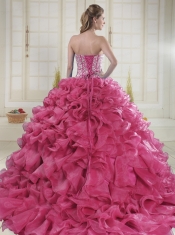 2015 Hot Sale Red Quinceanera Gowns with Beading