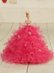 2015 Organza Bowknot Hot Pink Barbie Doll Dress