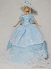 Beautiful Blue Gown With Embroidery Dress For Noble Barbie Doll