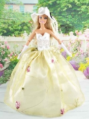 Beautiful Champagne Gown With Embroidery Dress For Noble Barbie