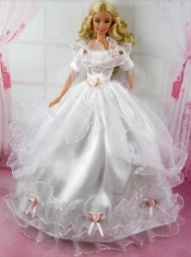 Beautiful Wedding Dress With Flower Gown For Barbie Doll