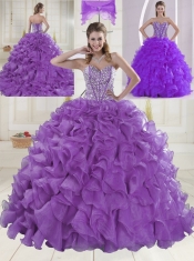 Eggplant Purple Brush Train Quinceanera Dresses with Sweetheart Eggplant Purple Brush Train Quinceanera Dresses with Sweetheart