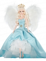 Elegant Party Dress with Blue Taffeta Made to Fit the Barbie Doll