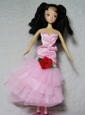 Elegant Pink Dress With Flower Tea-length For Barbie Doll