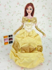 Elegant Yellow Party Clothes Fashion Dress Organza for Noble Barbie Doll