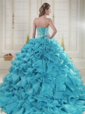 Fashionable Sweetheart 2015 Quinceanera Dresses in Aqua Blue