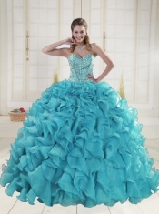 Fashionable Sweetheart 2015 Quinceanera Dresses in Aqua Blue