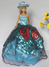 Free Shippment Barbie Doll Lace and Sequins Clothes Party Dresses Gown