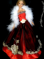 Gorgeous Red and Burgundy Princess Dress With Embroidery Gown For Barbie Doll
