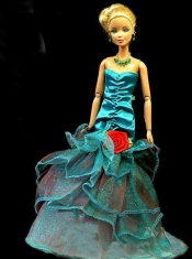 Gorgeous Teal Party Clothes Fashion Dress Sequins for Noble Barbie Doll