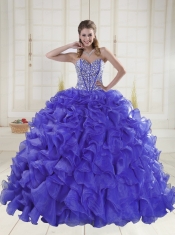 Hot Sale Sweetheart Brush Train Beaded Decorate Quinceanera Dresses in Sweet 16
