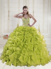 Most Popular Sweetheart Brush Train Beading Quinceanera Dresses