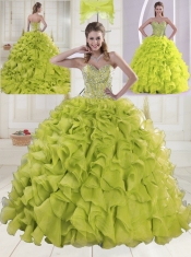 Most Popular Sweetheart Brush Train Beading Quinceanera Dresses