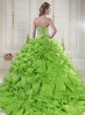 Popular Sweetheart Brush Train Quinceanera Gowns with Beading