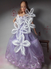 Pretty Party Clothes Lilac Beautiful Dress Tulle for Noble Barbie Doll