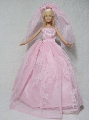 Romantic Pink Wedding Dress With Beading Made to Fit the Barbie Doll