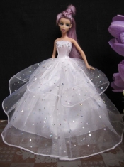 Romantic Wedding Gown With Sequins Dress For Noble Barbie