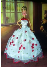 Sweet Lace White Strapless Party Clothes Fashion Dress for Noble Barbie