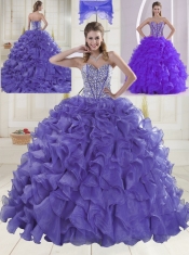 Sweet Sweetheart Brush Train Lavender Quinceanera Dresses in Sweet 16