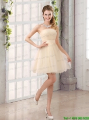 2015 A Line Belt Mini Length Christmas Party Dress with Strapless