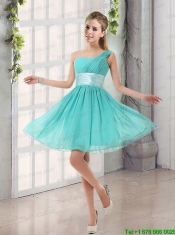 2015 A Line Ruching Lace Up Christmas Party Dress in Aqua Blue