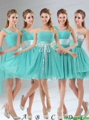 2015 A Line Ruching Lace Up Christmas Party Dress in Aqua Blue