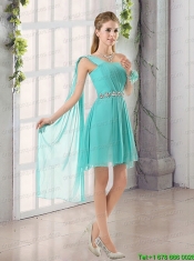 2015 A Line Ruching Lace Up Christmas Party Dress in Aqua Blue