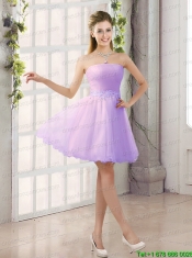 2015 Appliques Strapless A Line Mini Length Prom Dress