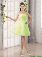 2015 Appliques Strapless A Line Mini Length Prom Dress